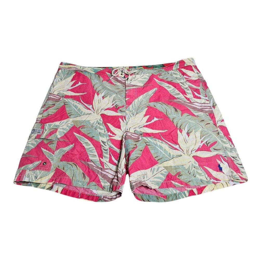 Polo Ralph Lauren Swim Trunks Shorts Mens 2XB Hawaiian Tropical Drawstring Lined